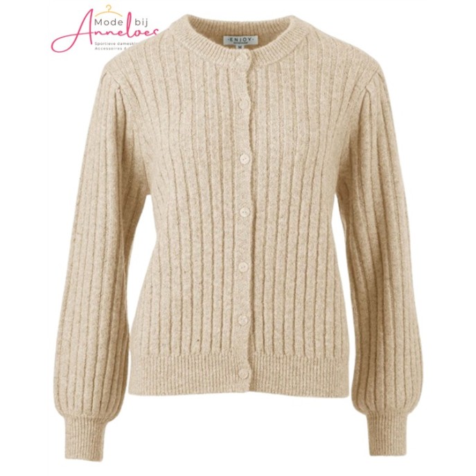 Enjoy Vest 507604 Pofmouw rib Licht taupe Enjoy Vest 507604 Pofmouw rib Licht taupe